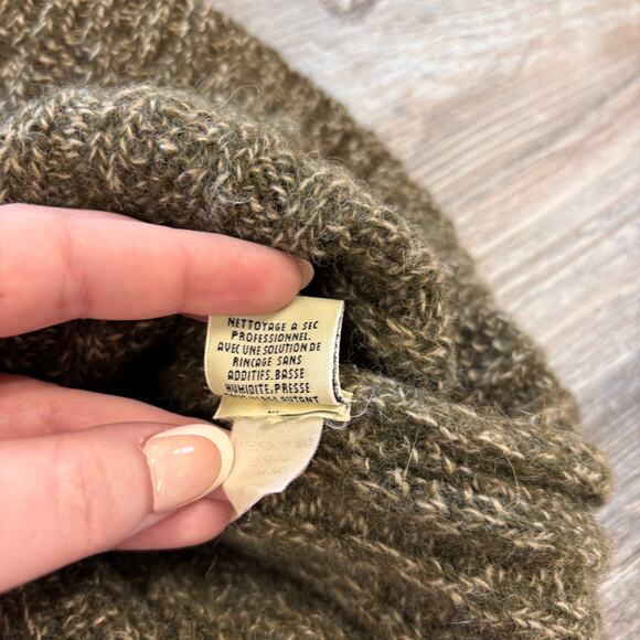 Vintage 90s Eddie Bauer Green Womens S Petite Collared Knit Wool Sweater - Picture 6 of 9